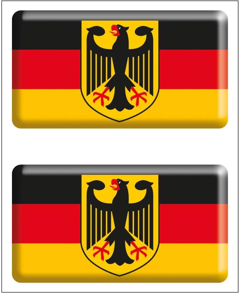 Aufkleber Flagge Deutschland Rechteck 2 Stück mit Harz Wappen 48x26mm / Stück von Artimagen