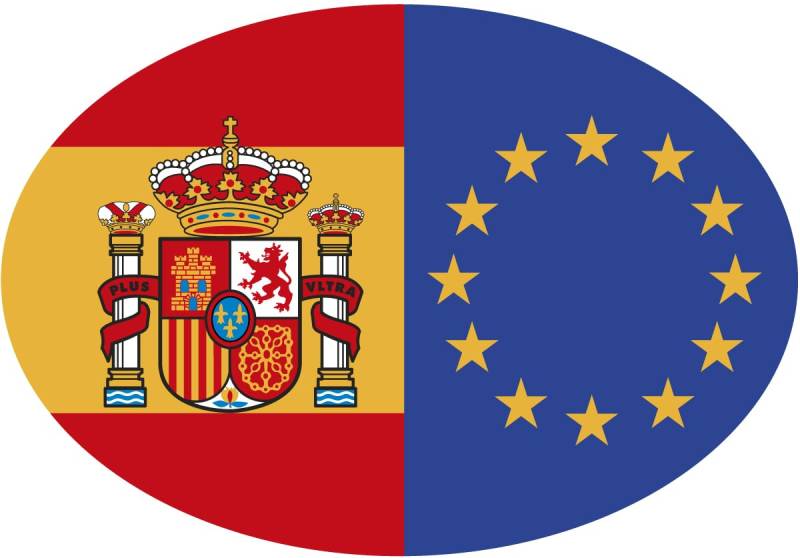 Aufkleber Flagge Spanien Oval/EU mit Wappen von Artimagen