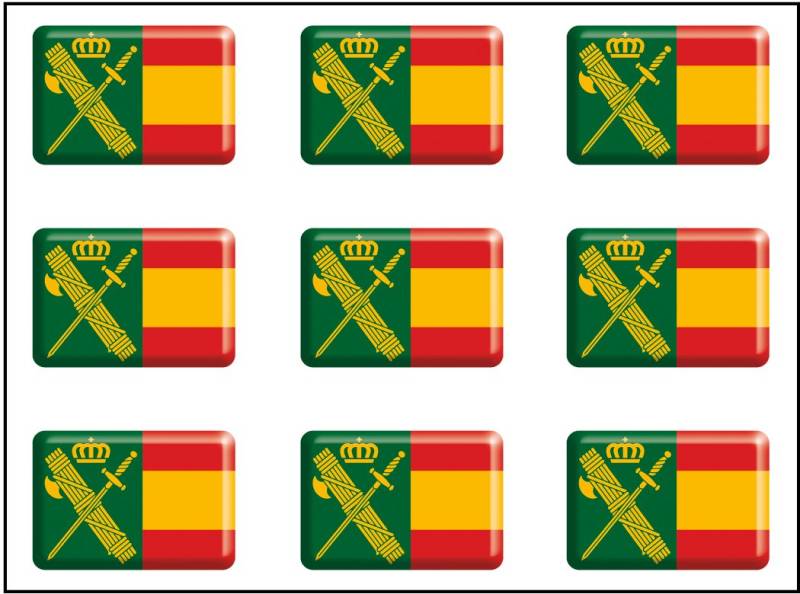 Aufkleber Rechtecke mit Logo Flagge Guardia Civil 9 Stück Kunstharz 16 x 11 mm/Stück von Artimagen