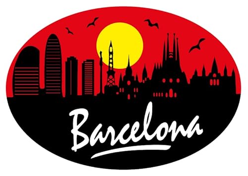 Sticker Oval Rot Barcelona von Artimagen