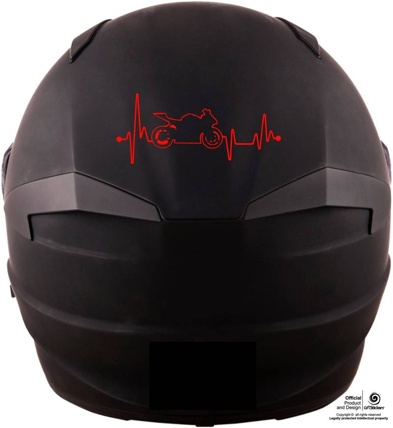 Artstickers 2 Stück, Aufkleber für Motorradhelm, Modell 2, Dekoration für Motorrad, Cardio Moter, Rot von Artstickers