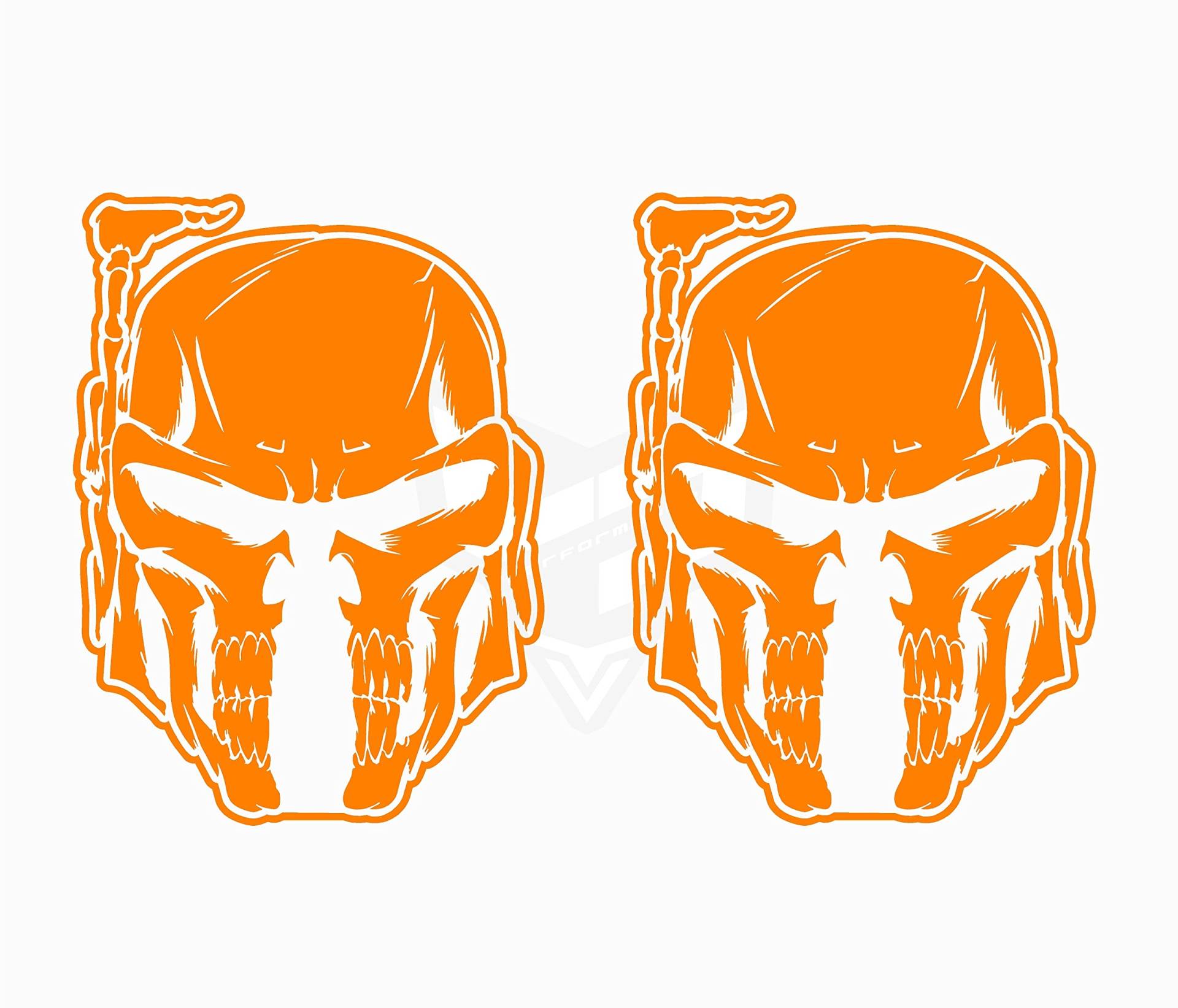 Artstickers 2 Stück, Mandalorian-Aufkleber, Mandalorian-Kopf, Dekoration, Aufkleber für Auto, Aufkleber, Motorrad, Helm, Orange, 13,5 x 10 cm von Artstickers