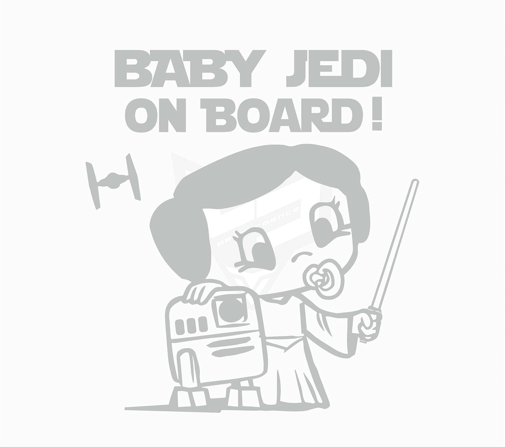 Artstickers 2 Stück Aufkleber Baby an Bordo, Baby Jedi Aufkleber Baby on Board Autoaufkleber Sticker Aufkleber Silber 16 x 15 cm von Artstickers