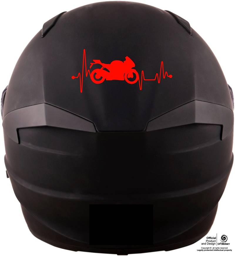 Artstickers 2 Stück Aufkleber für Motorradhelm, Dekoration für Motorradhelm, Sticker für Motorrad, Cardio Moter, Rot von Artstickers