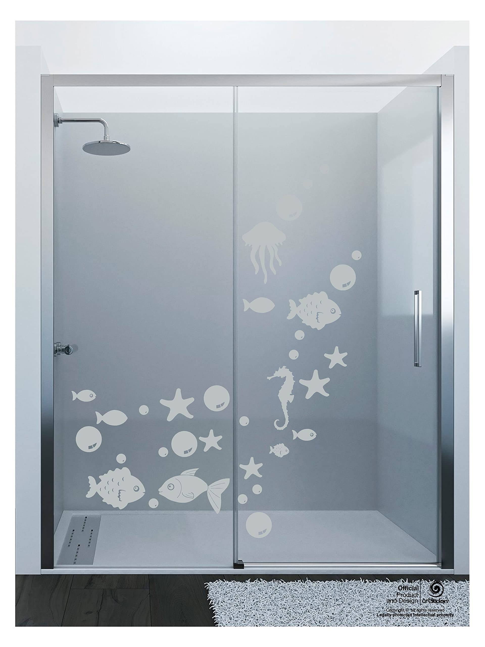 Artstickers 31 Stück Aufkleber für Dusche, Blasen, Fische, Aufkleber für Badezimmer, Dekoration (Silber) von Artstickers