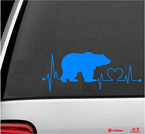 Artstickers Autoaufkleber Bär 20 cm für Auto-Liebhaber. Farbe: Blau Aufkleber Bär Herzschlag Spilarts-Geschenkaufkleber, eingetragene Marke. von Artstickers