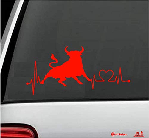 Artstickers Autoaufkleber Stier 20 cm für Autoliebhaber. Farbe: Rot Aufkleber Stier Herzschlag Spilarts-Geschenkaufkleber, eingetragene Marke. von Artstickers