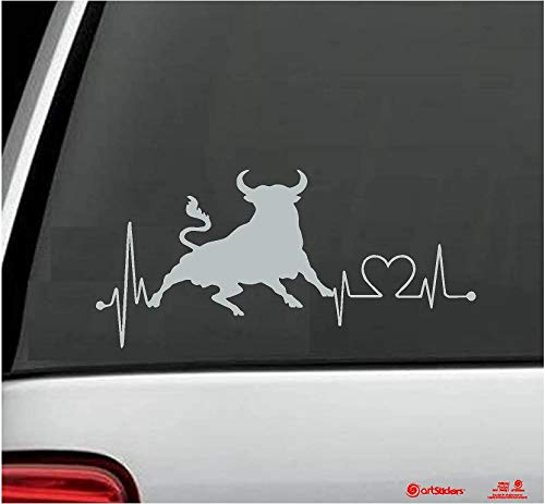 Artstickers Autoaufkleber Stier 20 cm für Autoliebhaber. Farbe: Silber Aufkleber Stier Herzschlag Spilarts-Geschenkaufkleber, eingetragene Marke. von Artstickers