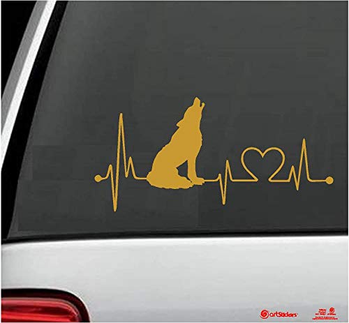 Artstickers Autoaufkleber Wolf 20 cm für Autoliebhaber. Farbe: Gold. Aufkleber Wolf Herzen. Spilarts-Geschenkaufkleber, eingetragene Marke. von Artstickers