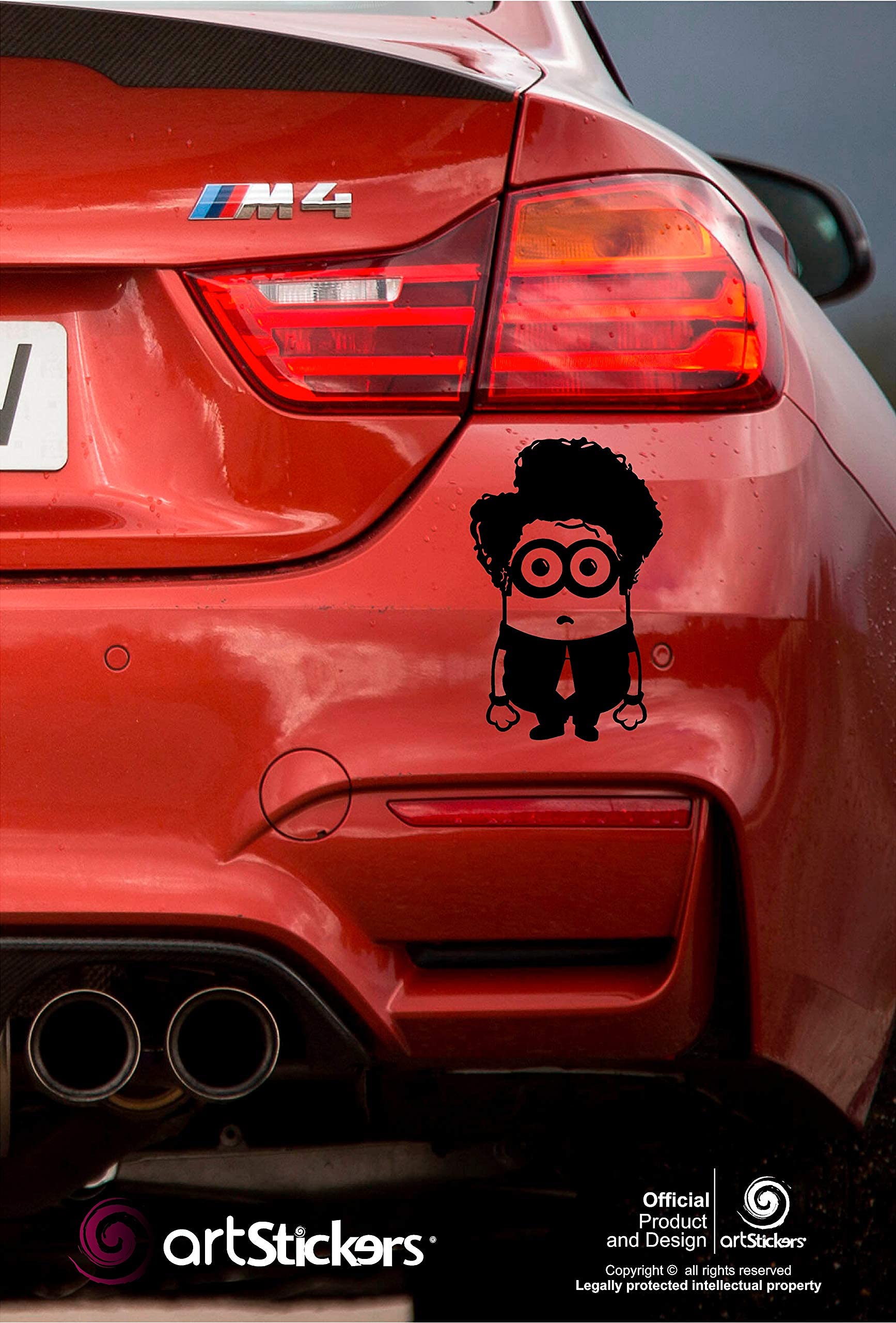 Artstickers Sticker Minion 70er Jahre Vinyl Aufkleber Sticker für Laptop Auto Aufkleber Motorrad - Schwarz - 1 Stück 10 cm x 6 cm Geschenk Spilart Aufkleber Registrierte Marke von Artstickers