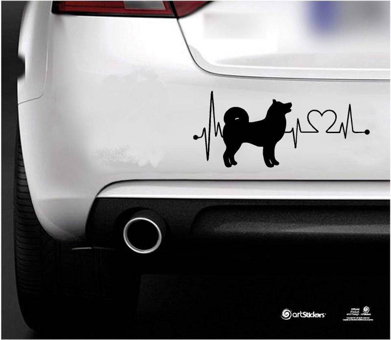 artstickers Autoaufkleber Akita Inu 20 cm für Autoliebhaber. Farbe: schwarz Aufkleber Hund Herzschlag Spilarts-Geschenkaufkleber, eingetragene Marke. von Artstickers