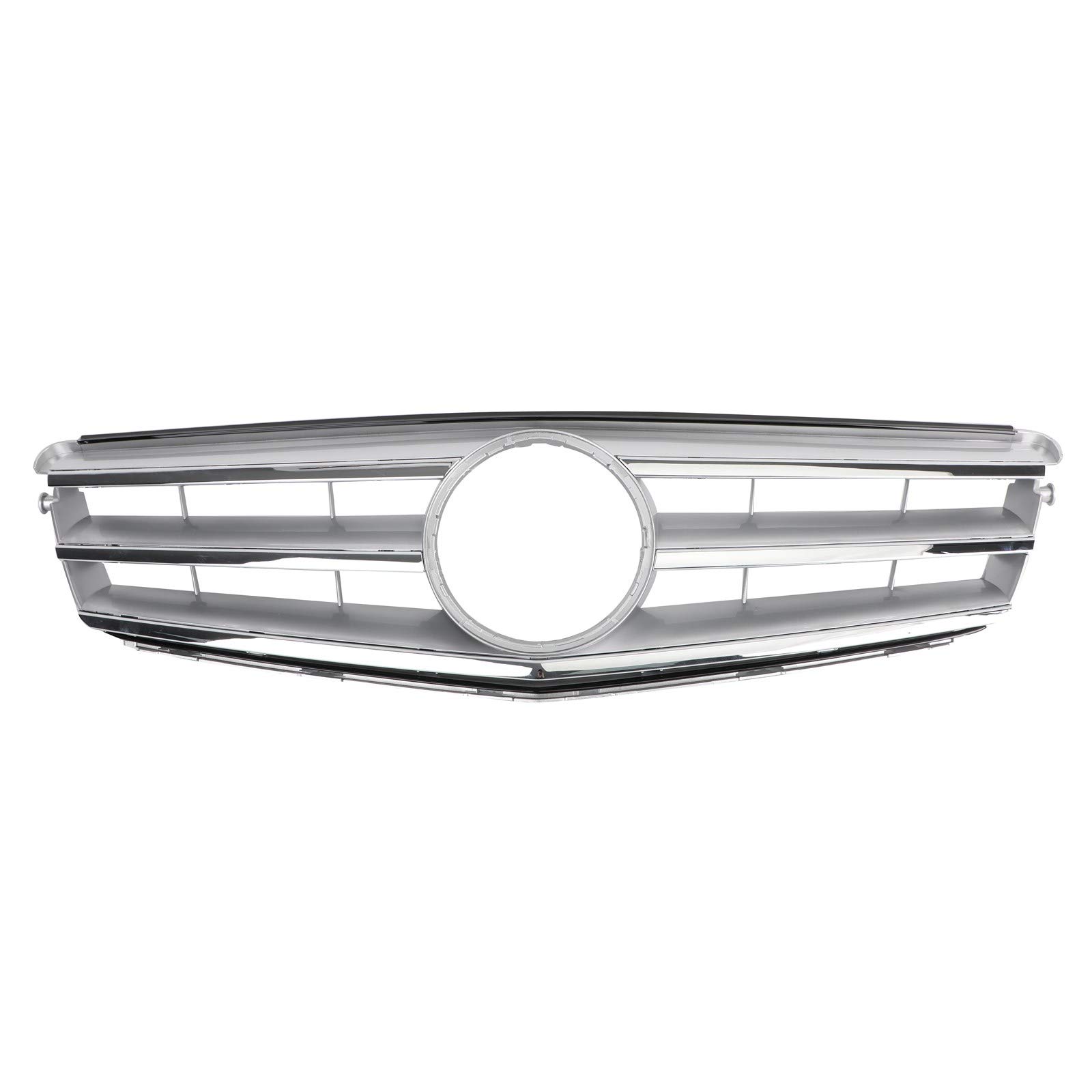 Artudatech Auto Frontgrill Stoßstangengrill, Front Grille passend für Be-nz C-Klasse W204 mit LED-Emblem C300/C350 08–14 Chrom von Artudatech