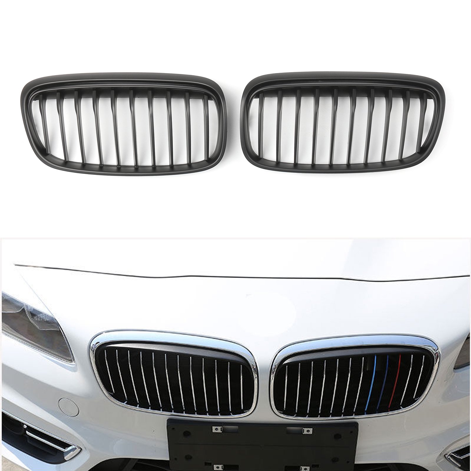 Artudatech Auto Kühlergrill 1Pair Matte Black Front Kidney Grill Kühlergrill Passend für B-M-W F45 2015 2-Series von Artudatech