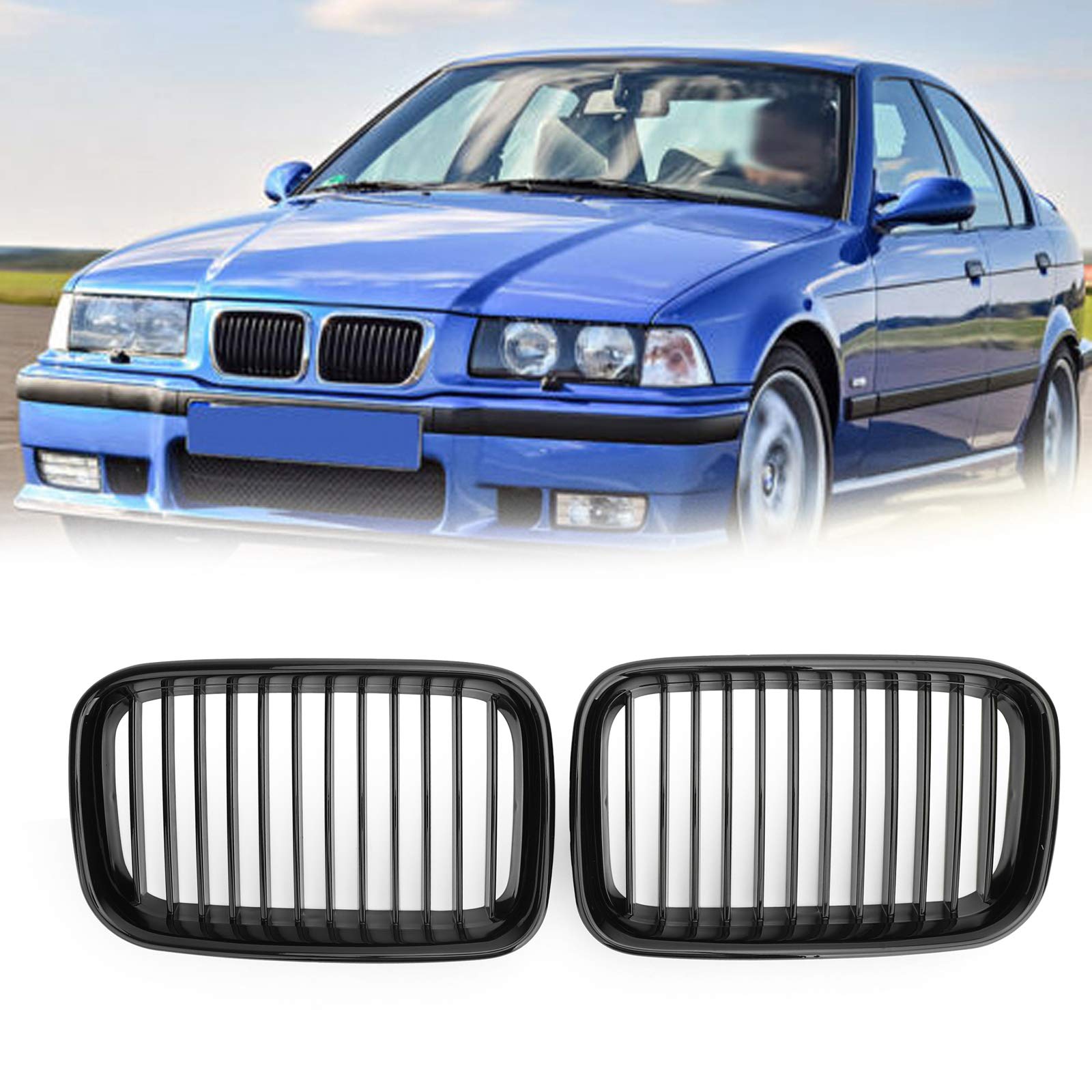 Artudatech Auto Kühlergrill Front Hood Kidney Stoßstange Grill Kühlergrill Passend für B-M-W E36 325I 320I 318Is 1992-1996 von Artudatech