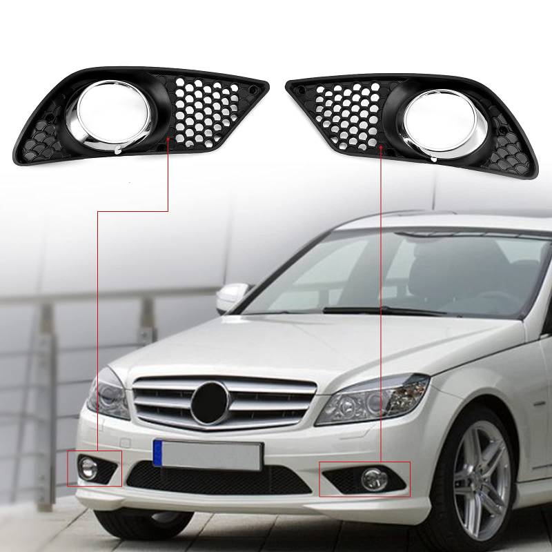 Artudatech Auto Kühlergrill Pair Front Stoßstange Fog Light Grill Set Passend für Mer-ce-des Benz C-Class W204 2008-2010 von Artudatech