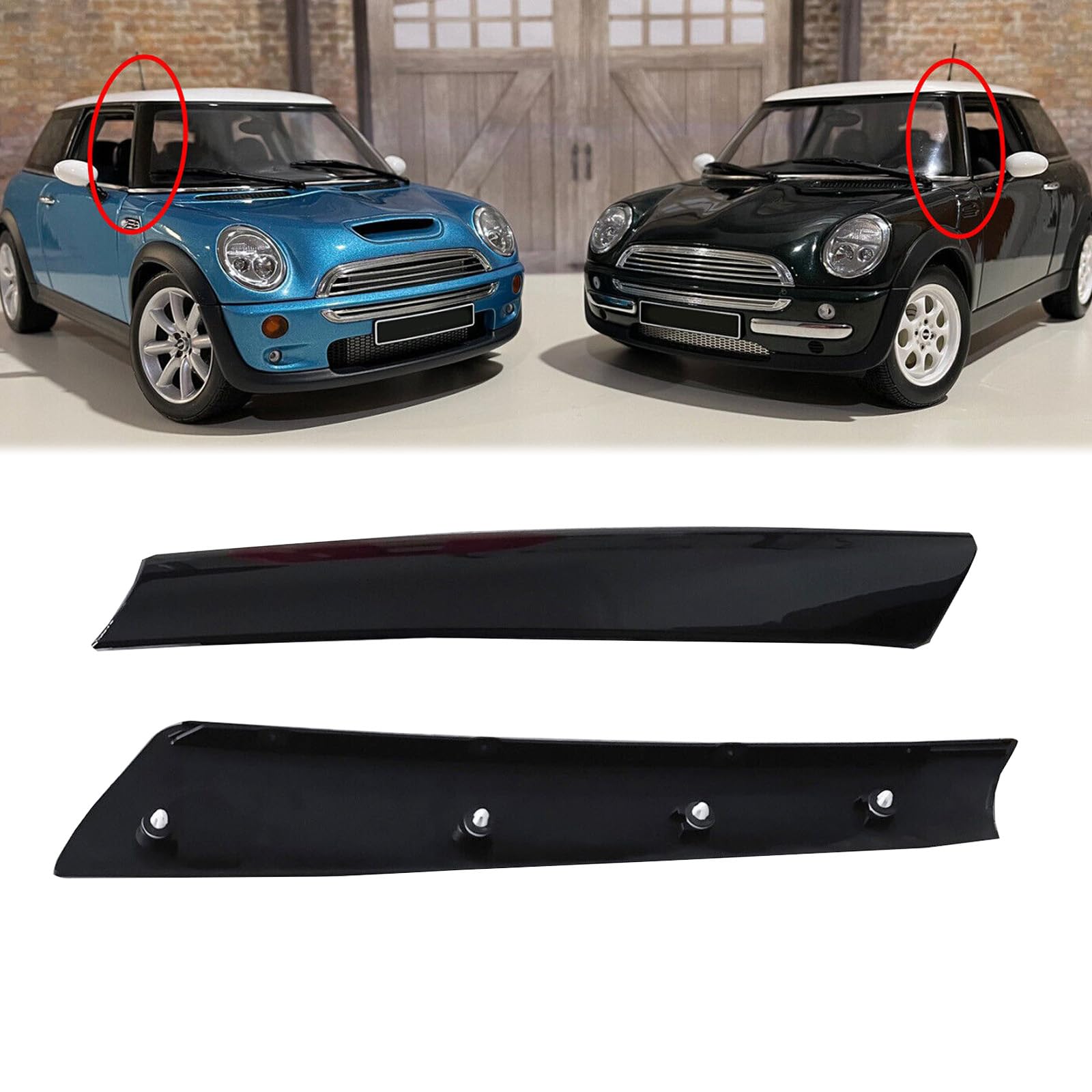 Artudatech Frontscheiben-Zierleiste Windschutzsäule für Mini Cooper 51137128157 51137128158 Mini R50 Front Zierleiste Front Windshield Post Trim Fit for Mini Cooper R52 R53 von Artudatech