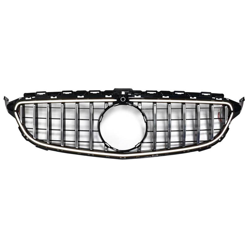 Artudatech Kühlergrill Frontstoßstangengrill Frontgrill ABS Chrome Front Bumper Grill Grille Fit for Mercedes W205 C250 C300 2015-2021 W/LED von Artudatech