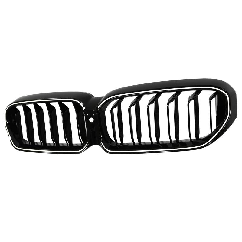 Artudatech Kühlergrill Frontstoßstangengrill Frontgrill ABS Double Slat Front Kidney Grille Fit for BMW 5 Series G30 G38 2021-2024 Gloss Black von Artudatech