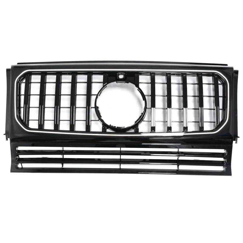 Artudatech Kühlergrill Frontstoßstangengrill Frontgrill ABS Gloss Black Front Bumper Grill Grille Fit for Mercedes W463 1990-2018 W/Led von Artudatech