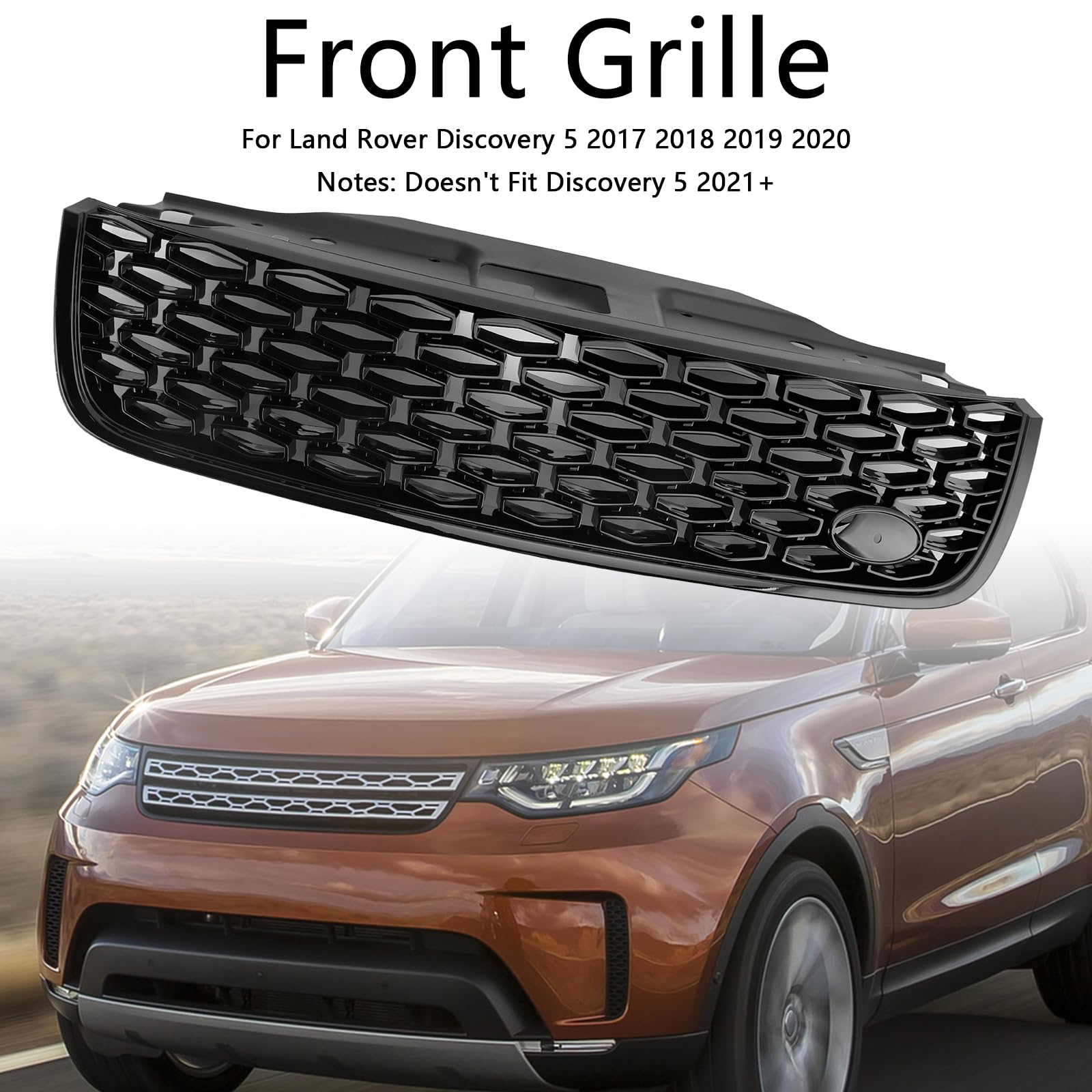 Artudatech Kühlergrill Frontstoßstangengrill Frontgrill ABS US: Dynamic Style Front Grille Fit for Land Rover Discovery 5 L462 2017-2020 Black von Artudatech