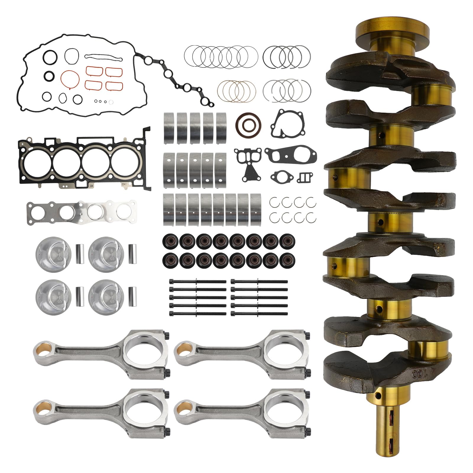 Artudatech Motor Zylinderkopf Dichtungssatz, G4KJ 2.4L Engine Rebuild Kit, Crankshaft & Conrods & Pistons Gasket Fit for Hyundai von Artudatech