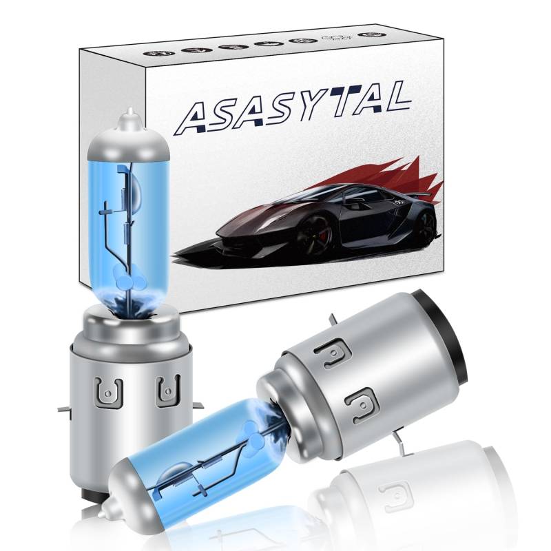 Asasytal Ba20d S2 12V 35/35W Halogenscheinwerfer, Hallo/Lo Beam DRL Halogen Scheinwerferlampen Nebelscheinwerfer OEM-Ersatz, 5500K Warmweiße Helligkeit für Auto Motorrad Roller, 2 Stücke von Asasytal