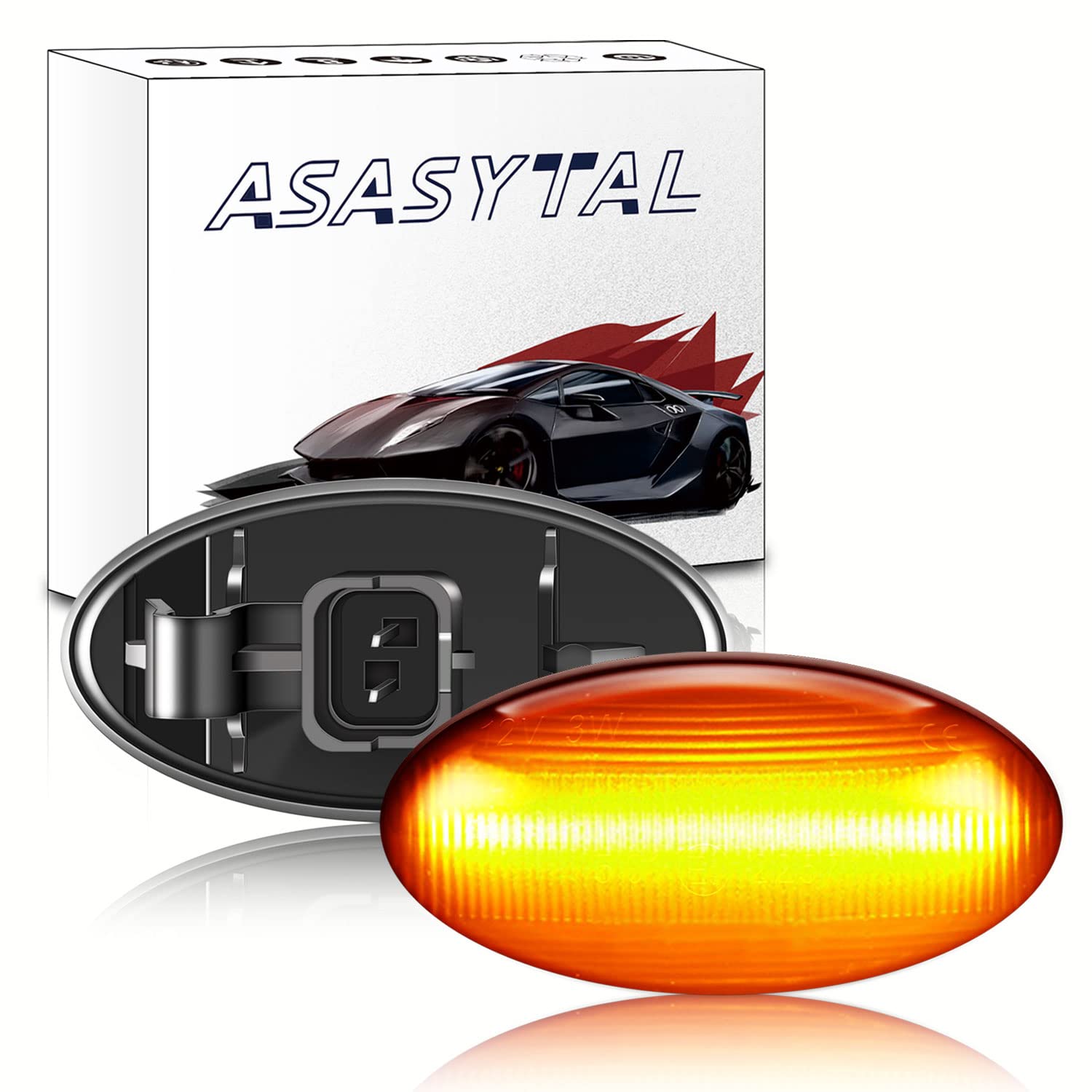 Asasytal Blinker Seitenblinker, 12v Seitenblinkleuchten Set, Kotflügel-Blinker mit E9 Zulassung Orange Ultra Heller für 107 108 206 301 307 407 607 Expert C1 C2 C3 C4 C5 Xsara Jumpy Berlingo, 2 Lampen von Asasytal