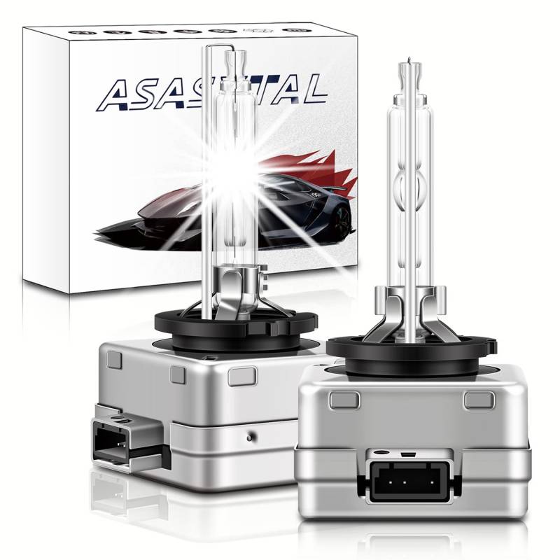 Asasytal D1S Xenon Scheinwerfer, 35W 6000K HID Konvertierung, Diamantweiß +300% superhell, IP68 Wasserdichte Bi Xenon Scheinwerfer, Langlebiges Xenon Scheinwerfer Umrüst Upgrade, 1 Paar von Asasytal