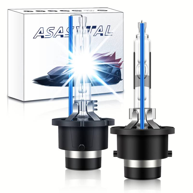 Asasytal D2R Xenon HID Lampen, 35W 8000K Kühles Blau Superhell +300% Bi Xenon Scheinwerfer, Nachrüstung der Xenarc Scheinwerfer Ersatz für Xenon oder LED-Außenscheinwerferlampen, 1 Paar von Asasytal