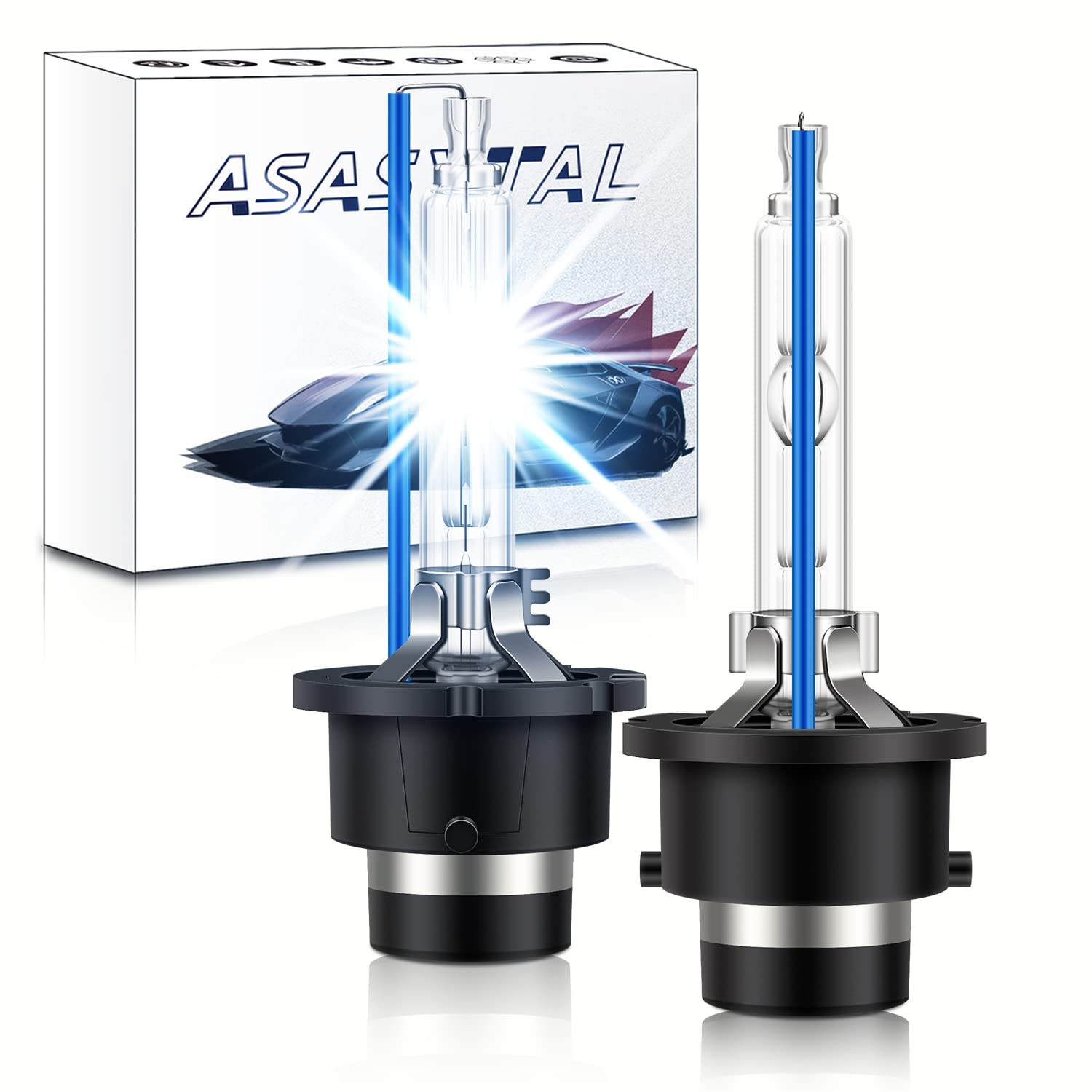 Asasytal D4S Xenonlampen, 35W 8000K Kühles Blau Bi-Xenon-Scheinwerfer Xenarc-Scheinwerfer-Nachrüstung Upgrade der HID-Autoscheinwerferbaugruppen für den Ersatz der Xenon-Originalbirne, 1 Paar von Asasytal