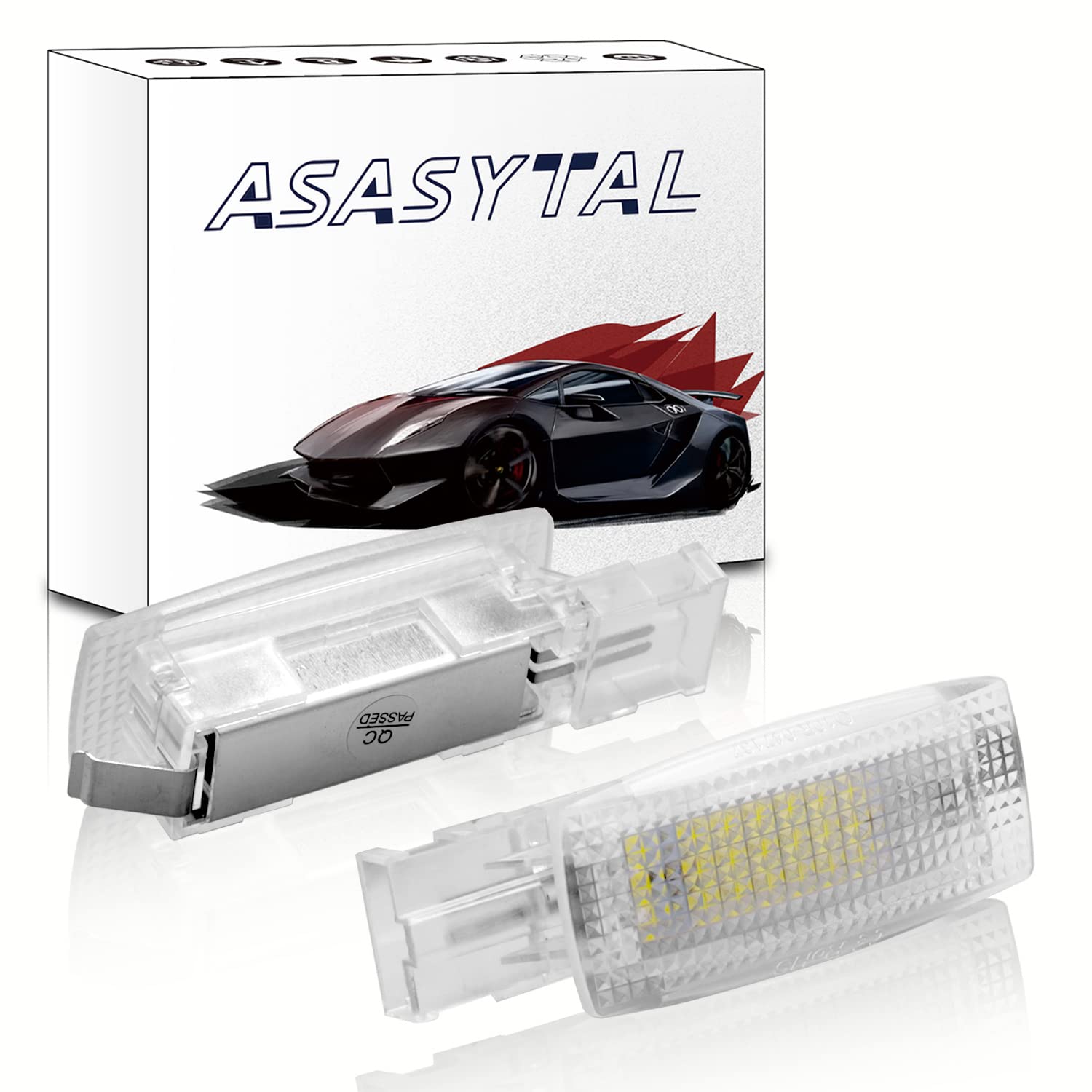 Asasytal LED Innensonnenblenden Kosmetikspiegellampen Leselicht 6000K Superhell Kompatibel mit Golf 4/5/6 1J1 Va-riant 1J5 Jet-ta 5 Pas-sat B6/7 CC Polo 9N3 Po-lo 6R etc., 2 Stücke von Asasytal