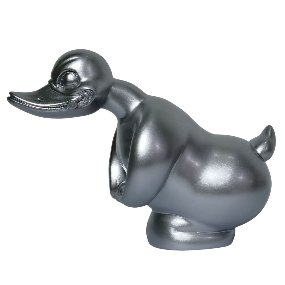 Ascitndy Angry Duck Auto-KüHlerfigur Auto-Fronthauben-Aufkleber Auto-Armaturenbrett- Ente DekorationszubehöR, Silber von Ascitndy