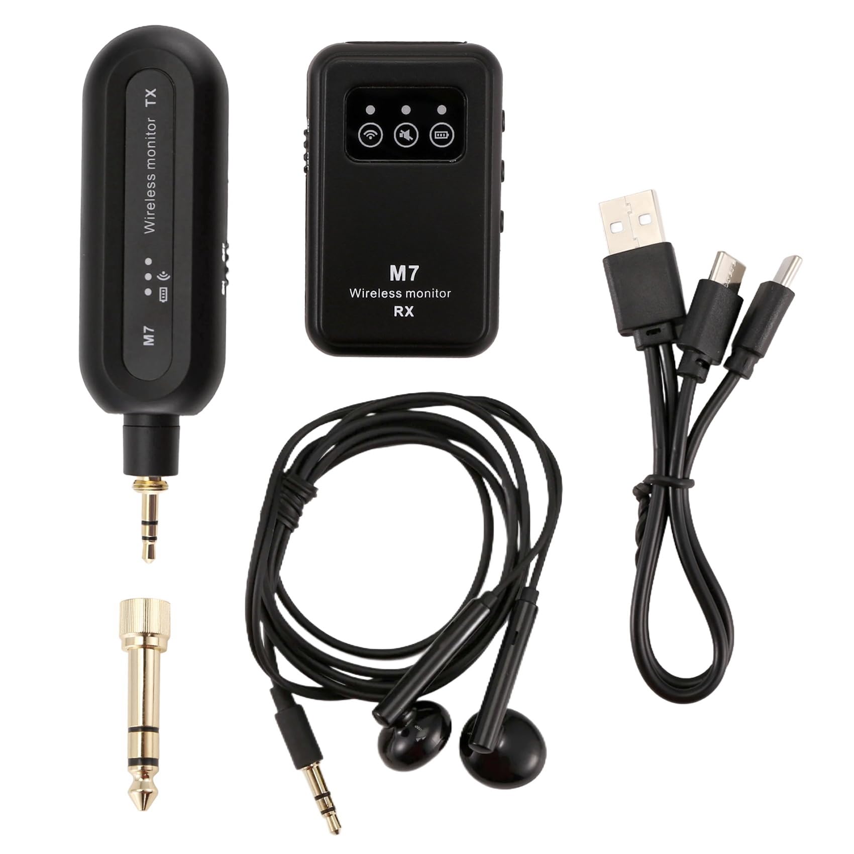 Ascitndy Kabelloses In-Ear-Monitorsystem, 2,4 GHz, Kabelloses IEM-System mit Sender-Empfänger, Automatisch für Studio-Live von Ascitndy