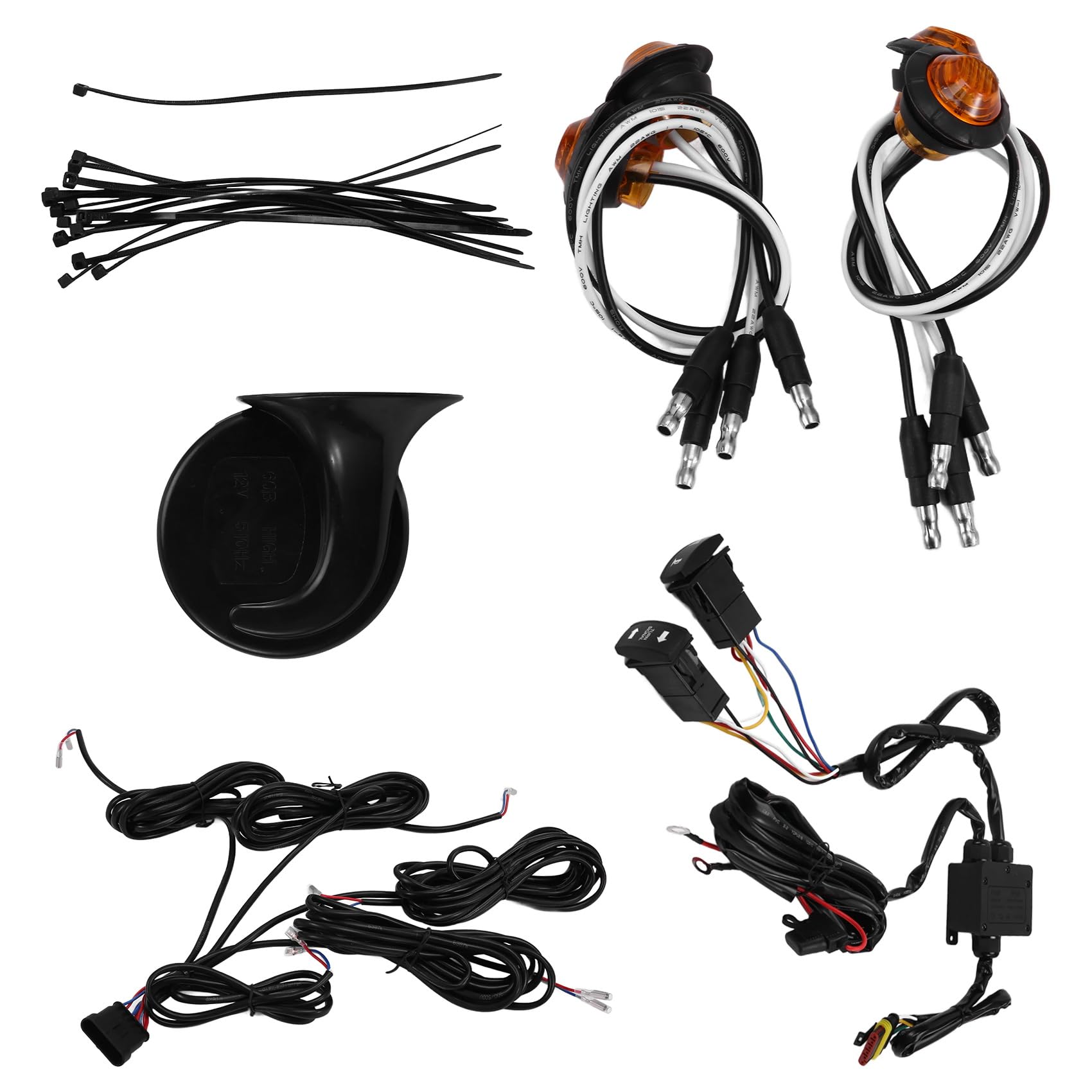 Ascitndy UTV-Blinker-Kit, UTV-ATV-Straßenzulassungs-Blinker, 110D-Hupe, Plug-and-Play-Signalleuchten-Kit, Hupenblinker von Ascitndy