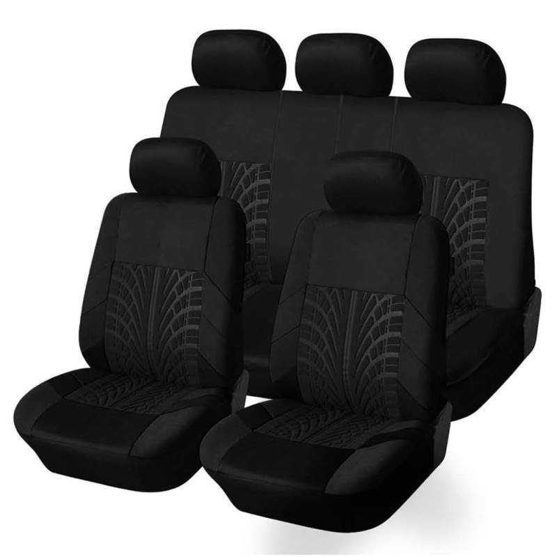 Ashild Auto Sitzbezüge Sets für Dacia Sandero Stepway 3.GEN 2.Gen 2012-2025, Stoff Autositzbezüge Schonbezüge Sitzbezug Sitzschoner Vorne Und Hinten Atmungsaktiv Zubehör,A/Black von Ashild