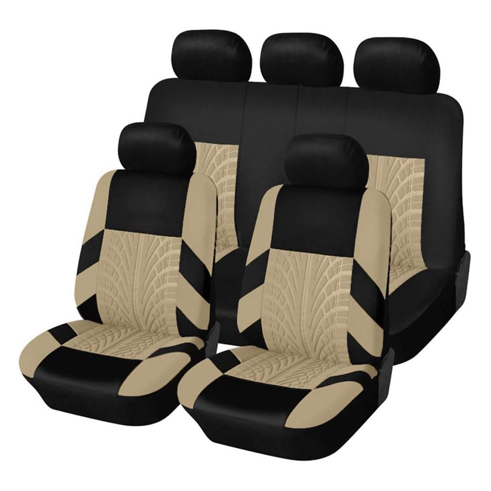 Ashild Auto Sitzbezüge Sets für Dacia Sandero Stepway 3.GEN 2.Gen 2012-2025, Stoff Autositzbezüge Schonbezüge Sitzbezug Sitzschoner Vorne Und Hinten Atmungsaktiv Zubehör,D/Beige von Ashild