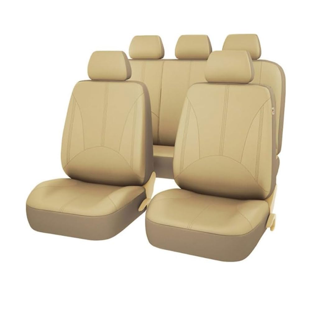 Ashild Auto Sitzbezüge Sets für KIA Sportage IV (QL) 2016-2021, PU Leder 5-Sitze Autositzbezug Vorder und Rücksitzbezüge Schonbezüge Sitzschoner Zubehör,G/Beige von Ashild