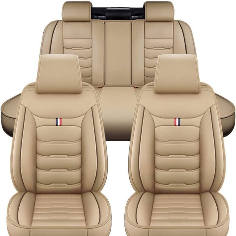 Auto Sitzbezüge Sets für Mercedes Benz E-Class Sedan 5.Gen (W213) 2016-2021, Universal PU Leder AutositzbezüGe Vordersitze Rücksitze Schonbezüge Autositz Sitzschoner,B/Beige von Ashild