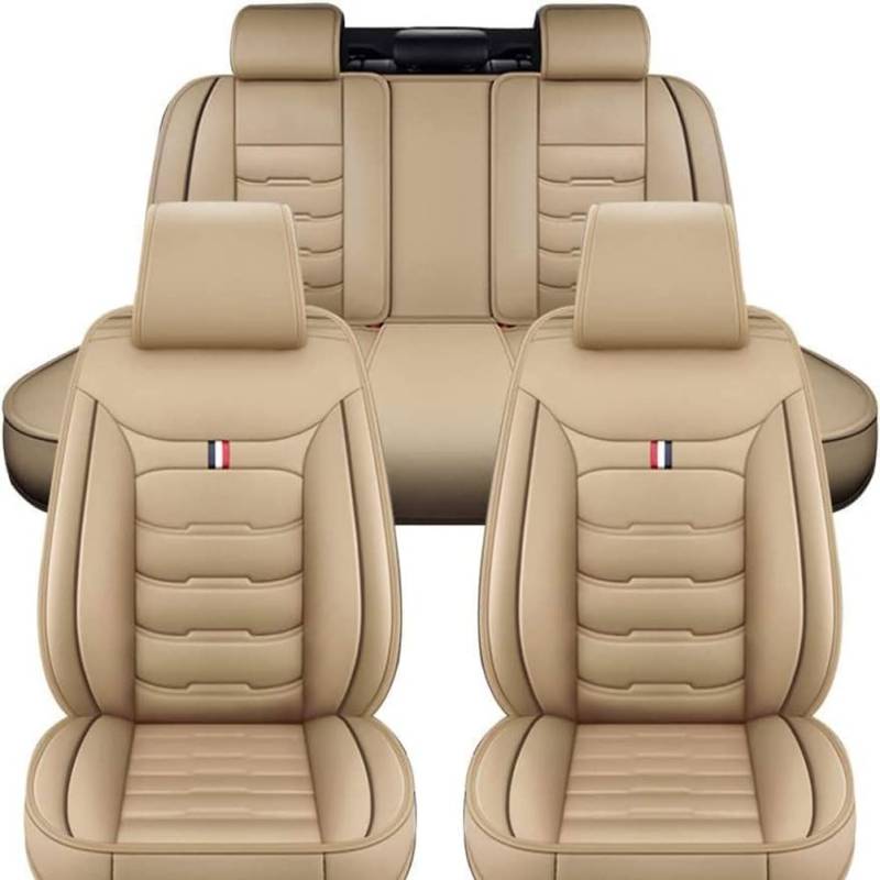 Auto Sitzbezüge Sets für Mercedes Benz E-Class Sedan 5.Gen (W213) 2016-2021, Universal PU Leder AutositzbezüGe Vordersitze Rücksitze Schonbezüge Autositz Sitzschoner,B/Beige von Ashild