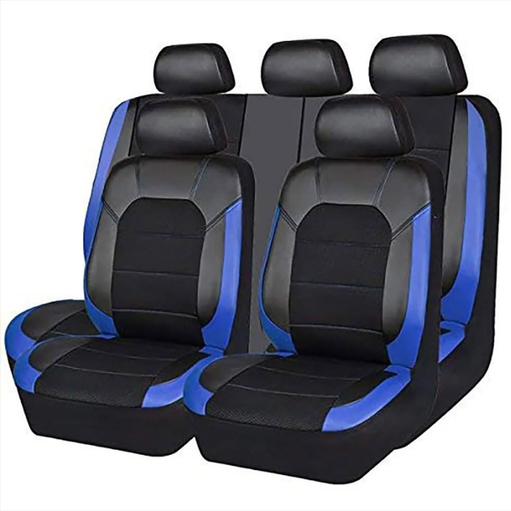 Autositzbezüge für Hyundai Tucson 2021-2023, Sitzbezüge Auto PU Leder Schonbezüge Set Vordersite und Rücksitze Sitzschoner Wasserdicht Zubehör,A/Black-Blue von Ashild