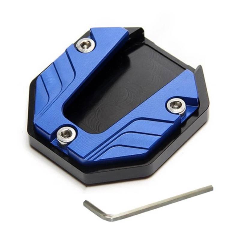 Ashuxxn Motorrad Ständer Fuß Seitenverlängerung Pad Unterlage Fuß-Verbreiterung Ständer Platte Universal Motorrad Seitenständer Motorrad Seitenständer Verlängerung Pad CNC Aluminium (Blau) von Ashuxxn