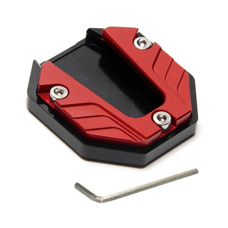 Ashuxxn Motorrad Ständer Fuß Seitenverlängerung Pad Unterlage Fuß-Verbreiterung Ständer Platte Universal Motorrad Seitenständer Motorrad Seitenständer Verlängerung Pad CNC Aluminium (Rot) von Ashuxxn