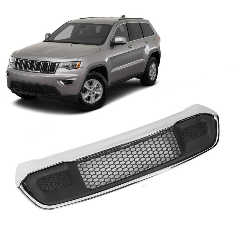 2PCS Vorderer Stoßfänger Unterer Kühlergrill, Chrom Lower Kühlergrill Besichtigung 5ZM53SZ0AA, Stilvoller Aussehen Erweiterter Schutz, für Grand Cherokee 2017-2022 von Asixxsix