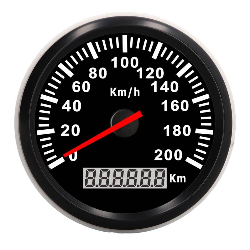 85 Mm Tachometer-Kilometerzähler, 0-200 Km/h 0-99999,9 Km Laufleistung IP67 Wasserdichter und Staubdichter Geschwindigkeitsmesser mit LCD-Anzeige mit Roter Hintergrundbeleuchtung von Asixxsix