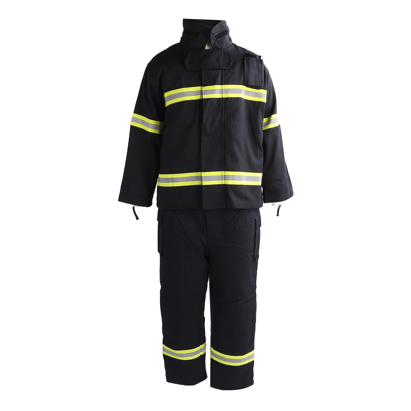 Asixxsix Schwer Entflammbarer Sicherheitsanzug, Gut Sichtbarer Reflektierender Streifen, 4-lagige Wärmeisolierende Jacke und Hose, Feuerhemmende Robustheit, Voll Flammhemmende Baumwolle (L) von Asixxsix