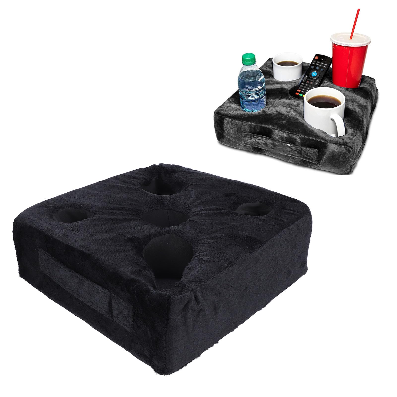 Couch-Caddy, Couch-Getränkehalter, Kissen für Getränke Snacks Fernbedienung, 34,9 X 34,9 X 10,4 cm Tragbares Bett Sofa Erfrischungstablett Getränkehalter für Zuhause Auto Wohnmobil von Asixxsix