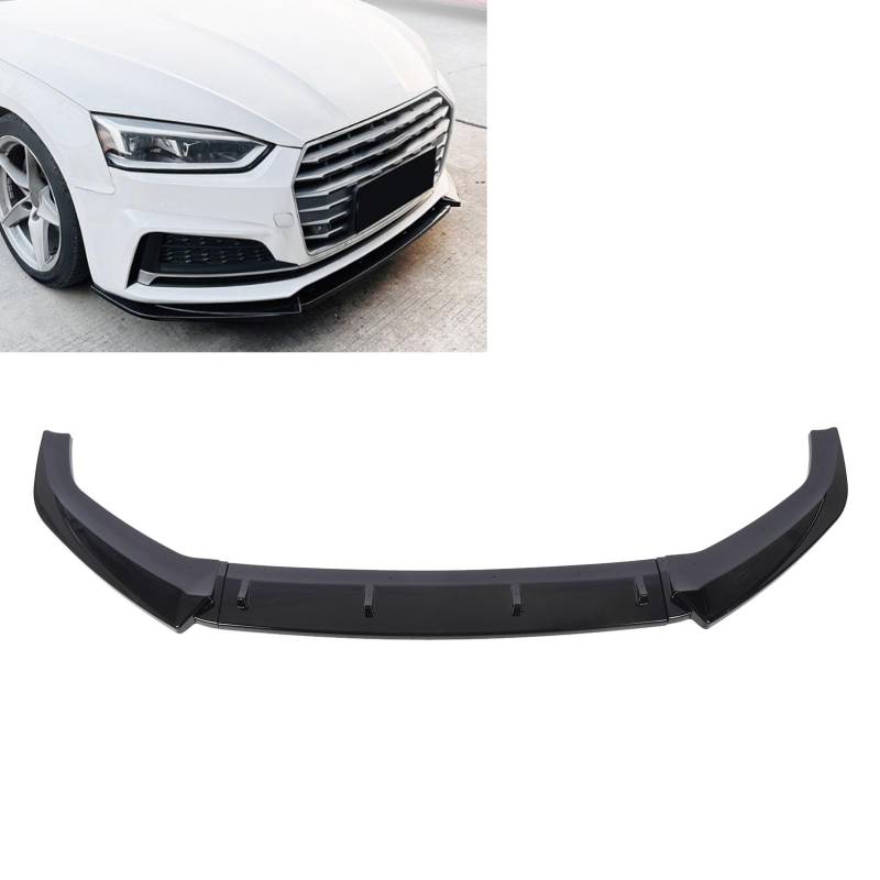 Gloss Black 3-Bühnen-Front-Stoßfänger-Lippenspoiler, Aggressiver Sportlicher Aussehen Frontlippendiffusor für S5 F5 S-Line 2017-2020, mit Langlebigkeit und Einfacher Installation von Asixxsix