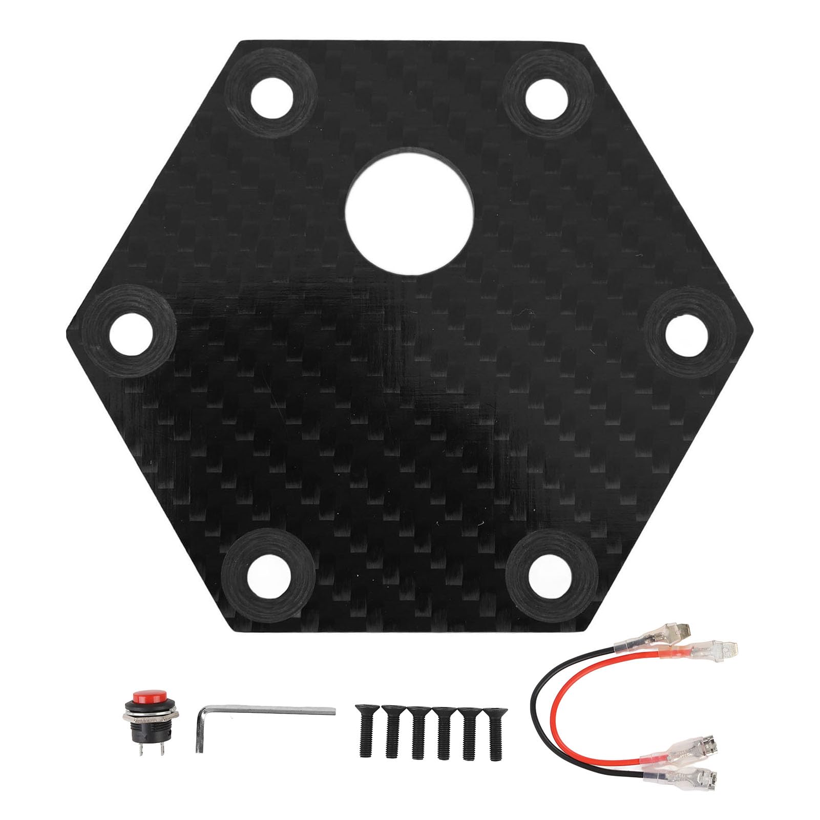 Kohlefaser-Lenkradhorn-Abdeckplatte, 6-Schrauben-kompatibel, für, VERTEX, Einfache Installation, Schwarze Kohlefaser, Universell Passend für die Meisten Autos von Asixxsix