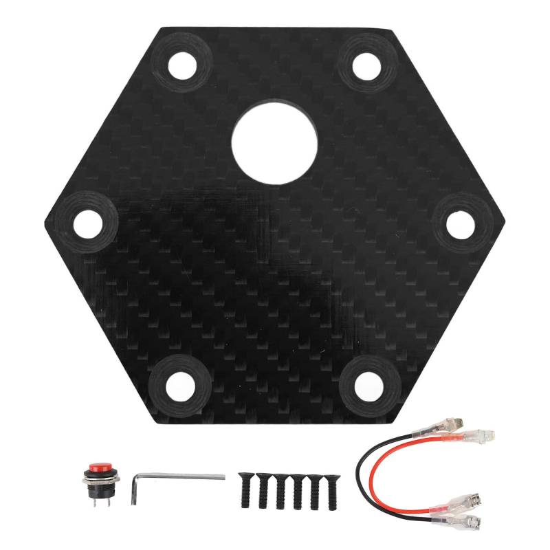 Kohlefaser-Lenkradhorn-Abdeckplatte, 6-Schrauben-kompatibel, für, VERTEX, Einfache Installation, Schwarze Kohlefaser, Universell Passend für die Meisten Autos von Asixxsix