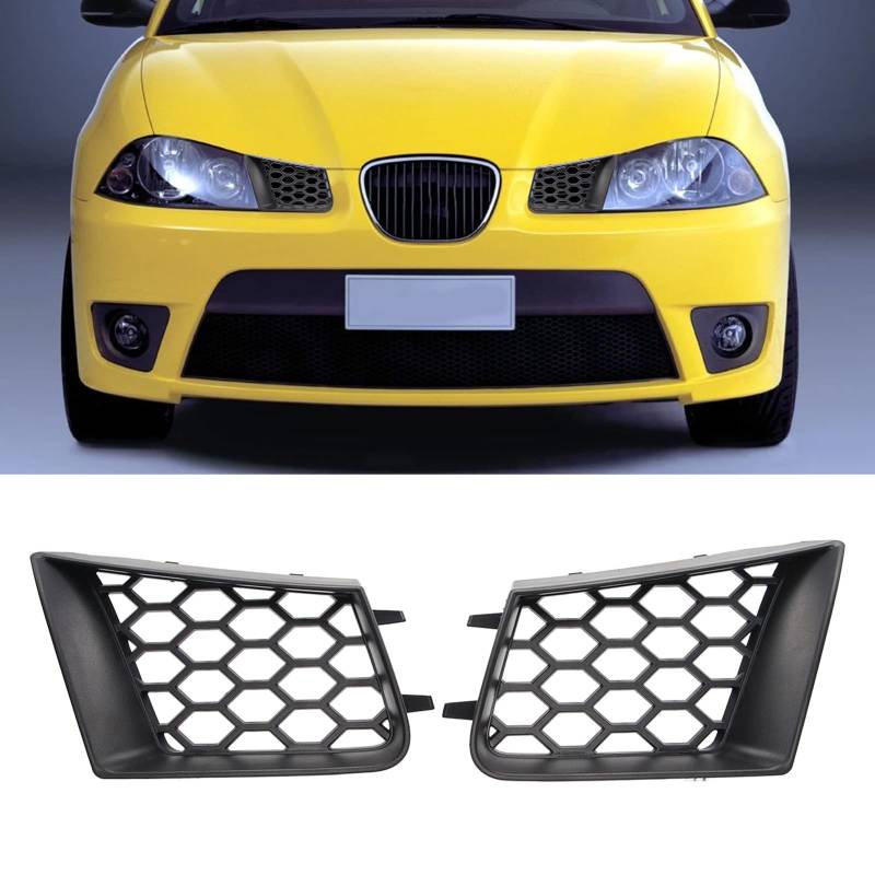 Linker rechter vorderer oberer Grill, schwarzer vorderer Stoßstangengrill, kompatibel mit Seat Cordoba 6L 2002-2009 ABS Durable linker und rechter Motorhauben-Stoßstangengrill von Asixxsix